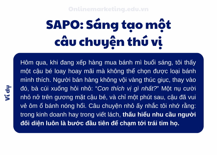 Ví dụ về SAPO viết theo kiểu sáng tạo một câu chuyện thú vị