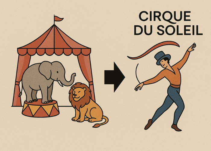 Cirque du Soleil từ rạp xiếc truyền thống, tạo ra một loại hình giải trí mới hướng đến đối tượng khán giả trưởng thành.