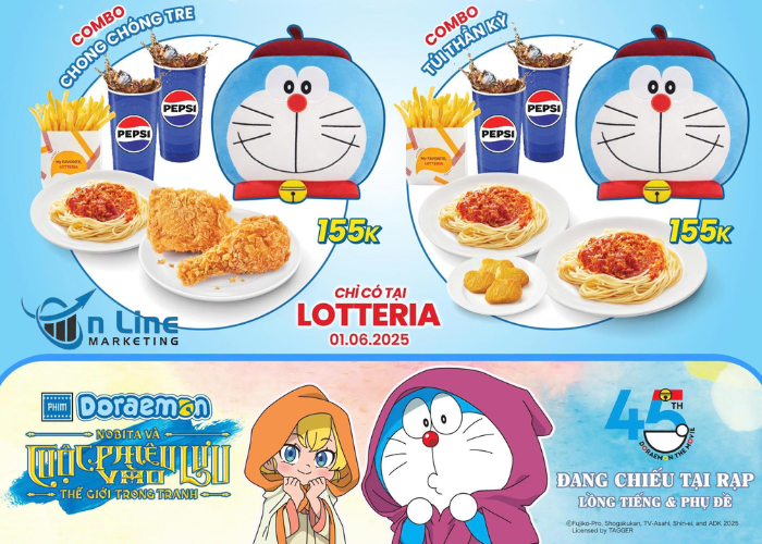 Ví dụ: Lotteria Vietnam từng tung ra dòng "RIA PHIÊU LƯU KÝ SĂN GỐI DORAEMON" vào dịp Movie 44 của Doraemon ra mắt, đi kèm là chương trình quà tặng độc quyền gối Doraemon khi mua 1 trong 2 combo của họ, giúp tăng lượt check-in cửa hàng.