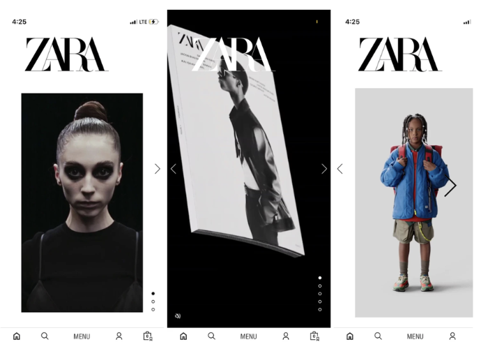 Zara dùng Carousel để giới thiệu bộ trang phục hè 2025: Slide 1 là toàn bộ look, các slide sau là chi tiết từng item. Mỗi ảnh đều kèm link trực tiếp đến sản phẩm.